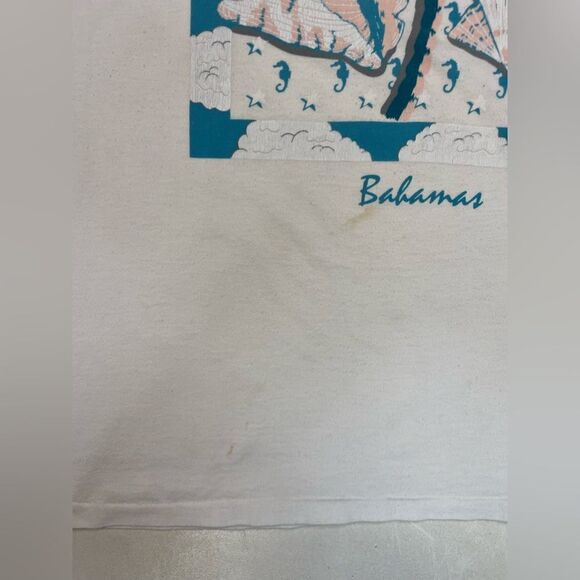 VINTAGE Beach Shells Souvenir Bahamas T-shirt Men Large USA 90s Single Stitch - Picture 2 of 9